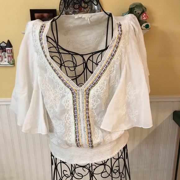 Anthropologie Tops - Anthropologie Floreat white blouse Sz med